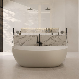 Ванна каменная Abber Stein 180x85 см AS9615-1.8, белый матовый, Размер - мм: 1800х850 фото 