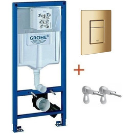 Инсталляция для подвесного унитаза Grohe Rapid SL 38772001 с кнопкой смыва золото глянцевое 38732GL0, Цвет производителя: золото глянцевое фото 