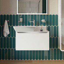 Тумба подвесная с раковиной Stworki Ши 80 см TR-593471, белый фото 