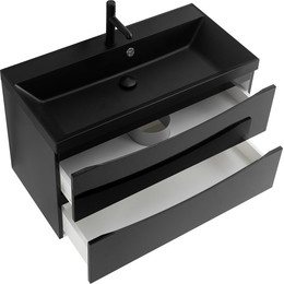 Тумба подвесная с раковиной BelBagno MARINO-900-2C-SO-NL-P 90 см, Nero Lucido (раковина BB900/450-LV-ART-AST-NERO) фото 