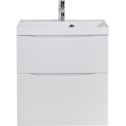 Тумба подвесная с раковиной BelBagno MARINO-H60-700-2C-SO-BL-P 70 см (раковина чёрная BB700/450-LV-ART-AST-NERO) Bianco Lucido фото 