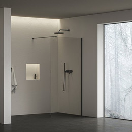 Душевая перегородка Ravak Walk-In Air 110 см GW9WD0300Z1C с кронштейном в комплекте, чёрный/прозрачное фото 