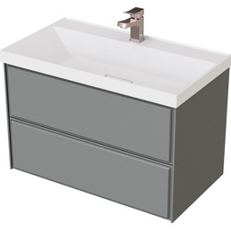 Тумба подвесная с раковиной Mirsant Dante 80 см (раковина Style 80) серый матовый фото 