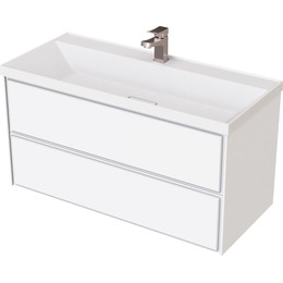 Тумба подвесная с раковиной Mirsant Dante 100 см (раковина Style 100) белый фото 