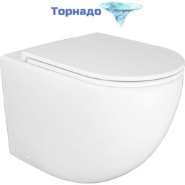 Унитаз приставной безободковый Azario Grado AZ-2141D-UQ1 с тонкой крышкой микролифт (система смыва Торнадо) фото 