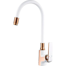 Смеситель для кухни Ledeme L4074WR-3, белый/розовое золото фото 