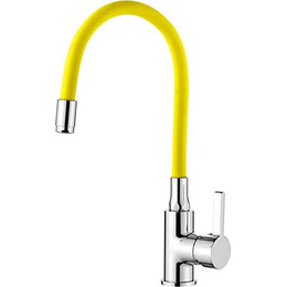 Смеситель для кухни Ledeme L4898-4, хром/жёлтый фото 