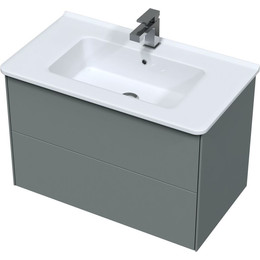 Тумба подвесная с раковиной Mirsant Ultra 80 см (раковина Next 80), серый матовый фото 