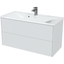 Тумба подвесная с раковиной Mirsant Ultra 100 см (раковина More 100), белый матовый фото 