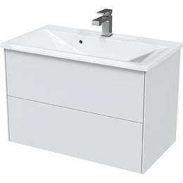 Тумба подвесная с раковиной Mirsant Ultra 80 см (раковина More 80), белый глянцевый фото 