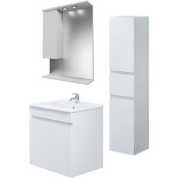 Комплект мебели Mirsant Next 60 см (раковина Next 60), белый (тумба + зеркало + пенал) фото 