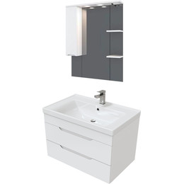Комплект мебели Mirsant Soho Quadro 80/2 см c доводчиком (тумба + зеркало) фото 