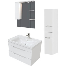 Комплект мебели Mirsant Soho Quadro 80 см (тумба + зеркало + пенал) фото 