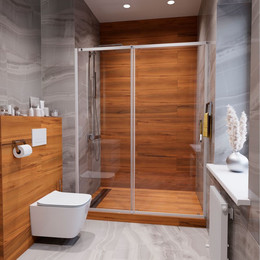 Душевая дверь Mirsant Neo 141-150 см, хром/прозрачное фото 