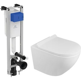 Инсталляция Ideal Standard Prosys Eco Frame M с подвесным безободковым унитазом Azario Grado AZ-0046 -N фото 