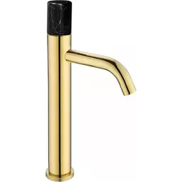 Смеситель для раковины высокий Boheme Stick 122-G-MR-BLACK, чёрный/золото фото 