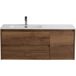 Тумба подвесная с раковиной BelBagno KRAFT-1000-2C-1A-SO-RT-L 100 см, Rovere Tabacco фото 