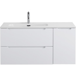 Тумба подвесная с раковиной BelBagno ETNA-1000-2C-1A-SO-BL-L 100 см (раковина BB1000ETL-L) Bianco Lucido, Цвет фасада: Bianco Lucido фото 