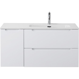 Тумба подвесная с раковиной BelBagno ETNA-1000-2C-1A-SO-BL-R 100 см (раковина BB1000ETL-R) Bianco Lucido, Цвет фасада: Bianco Lucido фото 