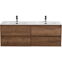 Тумба подвесная с раковиной BelBagno KRAFT-1400-4C-SO-2-RT 140 см, Rovere Tabacco фото 