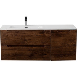 Тумба подвесная с раковиной BelBagno ETNA-1200-2C-1A-SO-RW-L 120 см (раковина BB1200ETL-L) Rovere Moro, Цвет фасада: Rovere Moro фото 