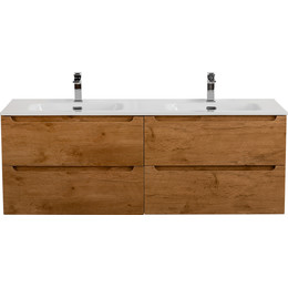 Тумба подвесная с раковиной BelBagno ETNA-1400-4C-SO-2-RN 140 см (раковина BB1400-2-ETL) Rovere Nature, Цвет фасада: Rovere Nature фото 