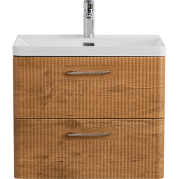 Тумба подвесная с раковиной BelBagno DUE-500-2C-SO-RN-P 50 см (2 ручки сатин) Rovere Nature, Цвет фасада: Rovere Nature фото 