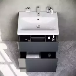 Тумба с раковиной AM.PM Gem 60 см M90FSX06022GM32, графит матовый, Цвет фасада: графит матовый фото 