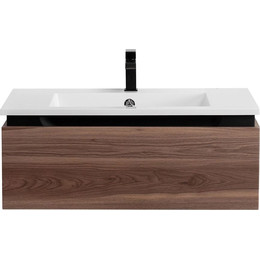 Тумба подвесная с раковиной Cezares SLIDER-800-1C-SO-NA-P 80 см, орех дымчатый фото 