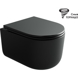 Унитаз подвесной безободковый ceramicanova Ulma CN4006TMB с тонкой крышкой микролифт, чёрный матовый, Цвет производителя: чёрный матовый фото 