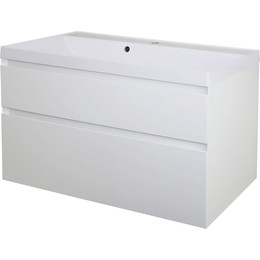 Тумба подвесная с раковиной Azario Velluto 100 см CS00088604, белый матотвый фото 