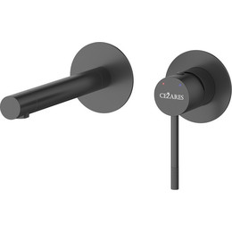 Смеситель для раковины настенный Cezares RELAX-BLI2-2-NOP-W0 (со скрытой частью) чёрный матовый, Цвет производителя: чёрный матовый фото 