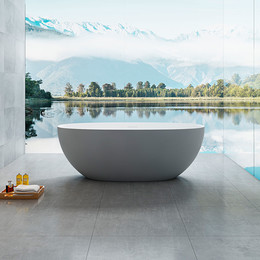 Ванна отдельностоящая Solid Surface Vincea 170x75 см VBT-6S01MG, серый/белый матовый фото 