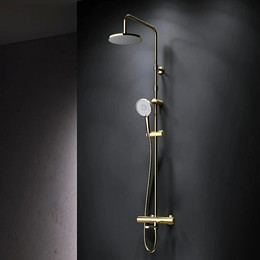 Душевая стойка с термостатом Am.Pm X-Joy F0785A599, золото, Цвет производителя: золото фото 