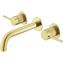 Смеситель для раковины настенный Vincea Groove VBFW-4G1BG4, брашированное золото (со скрытой частью) фото 