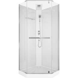 Душевая кабина CeruttiSpa 90х90 см Chika 901T, хром/прозрачное фото 