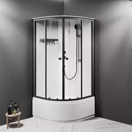 Душевая кабина Am.Pm X-Joy 90x90 см W94C-401A-090BT, чёрный матовый/прозрачное фото 