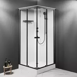 Душевая кабина Am.Pm X-Joy 90х90 см W94C-403-090BT, черный матовый/прозрачное фото 