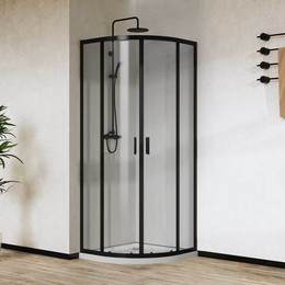 Душевое ограждение Vincea City 90x90 см VSQ-5CT900CLB, чёрный/прозрачное фото 