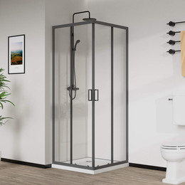 Душевое ограждение Vincea City 100x80 см VSS-5CT8010CLGM, вороненая сталь/прозрачное фото 