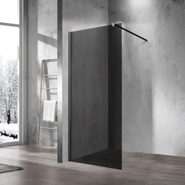 Душевая перегородка Vincea Walk in 110 см VSW-1H110CGB (стекло 8 мм) с кронштейном в комплекте, чёрный матовый/тонированное фото 