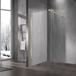 Душевая перегородка Vincea Walk in 70 см VSW-1H700CLG (стекло 8 мм) с кронштейном в комплекте, золото матовое/прозрачное фото 