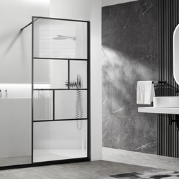 Душевая перегородка Vincea Walk in HC Art 120 см VSW-1HC120CFB (стекло 8 мм) с кронштейном в комплекте, чёрный/прозрачное/матовое фото 