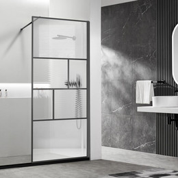 Душевая перегородка Vincea Walk in HC Art 80 см VSW-1HC800CFGM (стекло 8 мм) с кронштейном в комплекте, вороненая сталь/прозрачное/матовое фото 