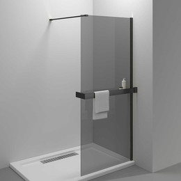 Душевая перегородка Vincea Walk in HR 80 см VSW-4HR800CGB (стекло 8 мм) с кронштейном в комплекте, чёрный матовый/тонированное фото 