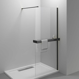 Душевая перегородка Vincea Walk in HR 100 см VSW-4HR100CLB (стекло 8 мм) с кронштейном в комплекте, чёрный матовый/прозрачное фото 