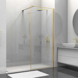 Душевая перегородка Vincea Walk in HS 80 см VSW-1HS800CLG (стекло 8 мм) с кронштейном в комплекте, брашированное золото/прозрачное фото 