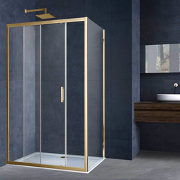 Душевое ограждение Vincea Alpha 120x90 см VSR-3AL9012CLG, брашированное золото/прозрачное фото 