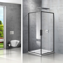Душевое ограждение Vincea Slim 90x90 см VSS-2SL900CLB, чёрный/прозрачное фото 