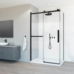Душевое ограждение Vincea Como Soft 130x90 см VSR-1CS9013CLB (стекло 8 мм) чёрный/прозрачное фото 